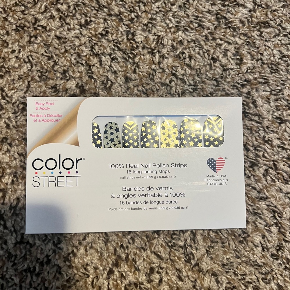 Color Street Salute to You Nail Polish Strips Stars Navy Gold FDS607 New‎